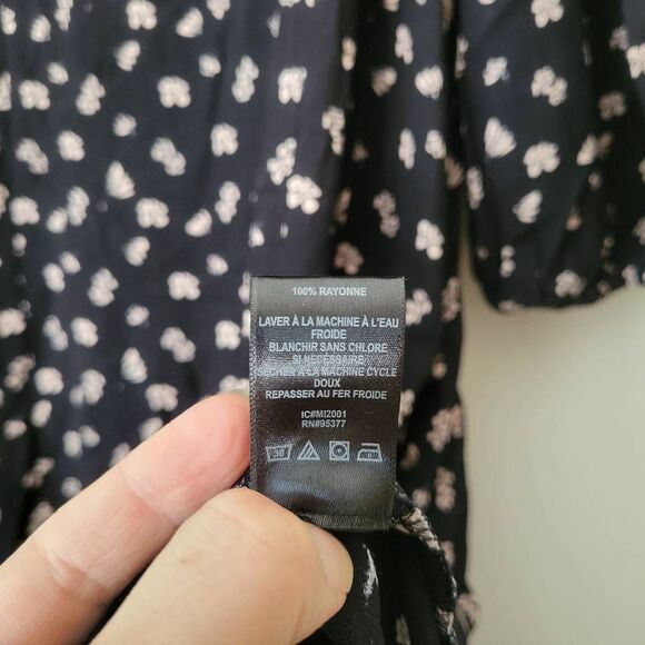 Sanctuary Smocked Floral Midi Dress Black Cream Size 2 - Picture 6 of 9